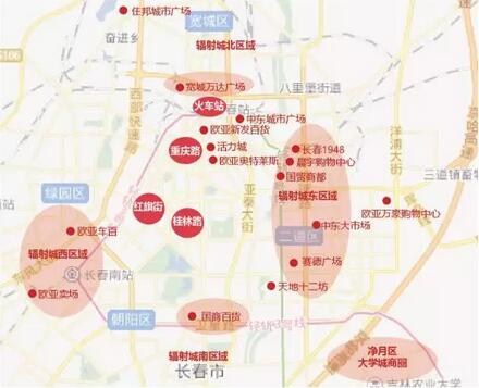土地市场  目前长春四个市级商圈,其中火车站,重庆路,桂林路三大商圈图片